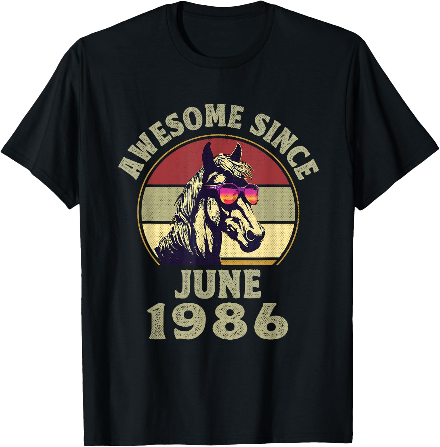 Awesome Since June 1986 36th Birthday Horse Lovers T-Shirt - T-Shirt | Black