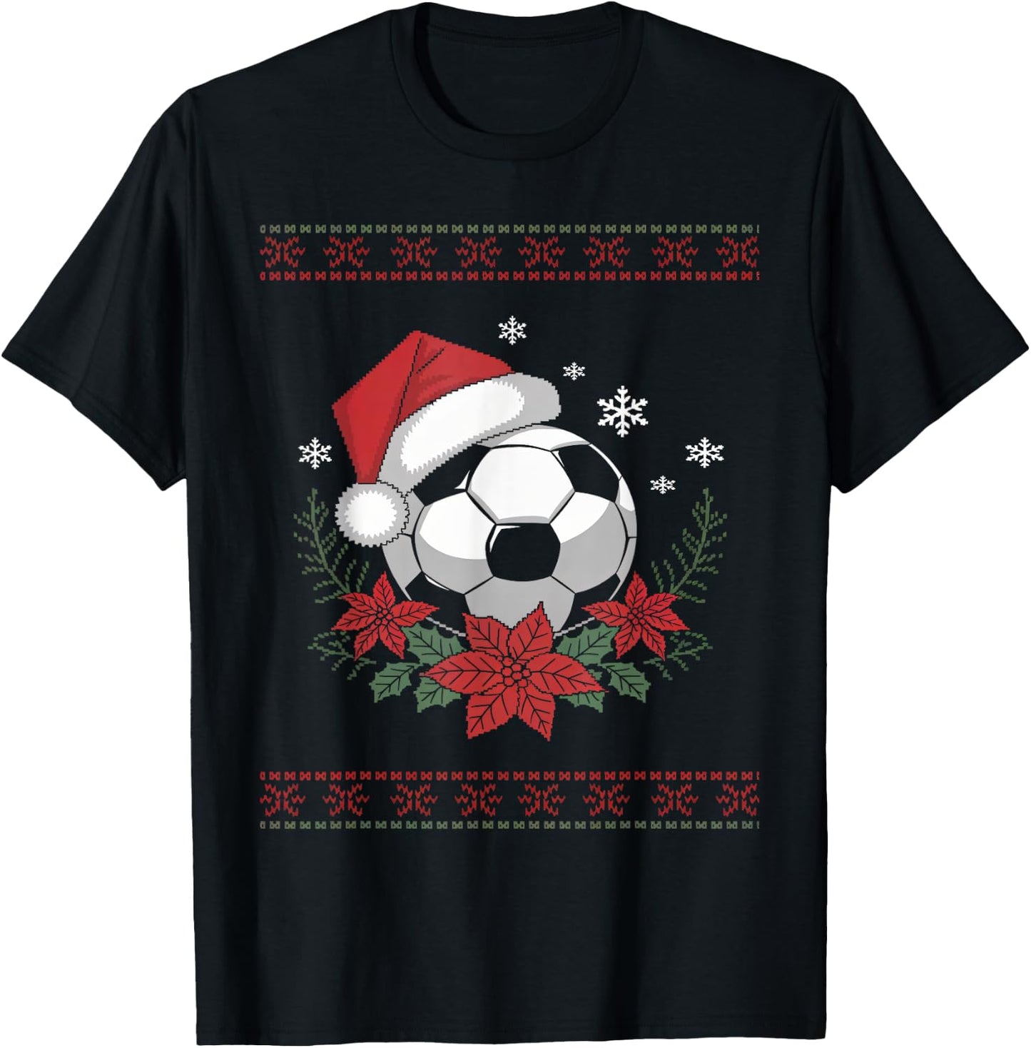Christmas Santa Football Xmas Ugly Soccer Boys Kid Youth T-Shirt - T-Shirt | Black