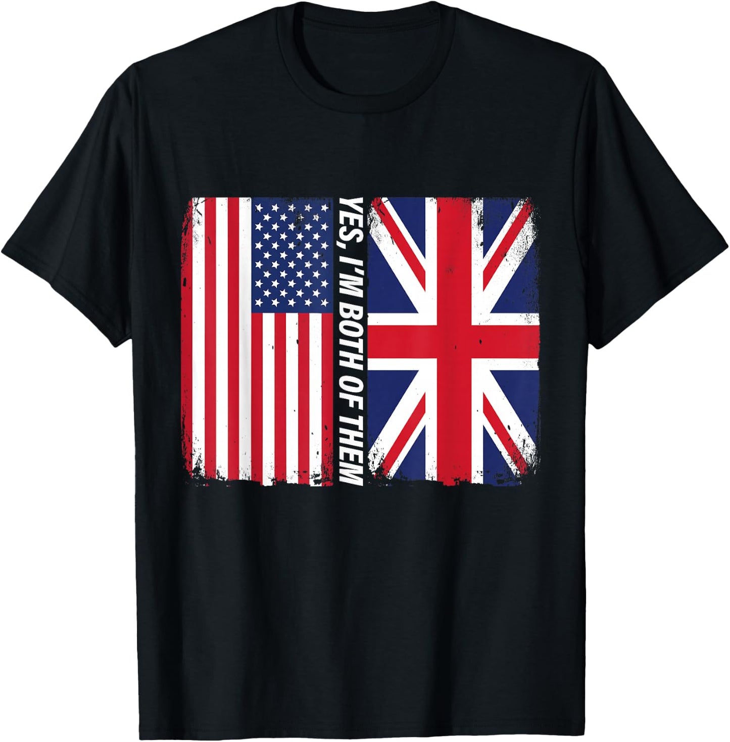 Half American Half British USA UK Flag Heritage Design T-Shirt - T-Shirt | Black
