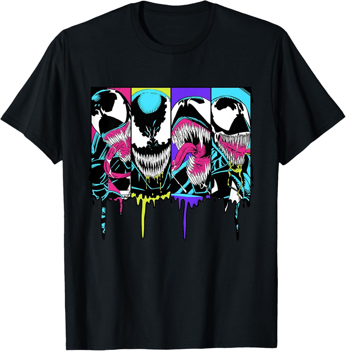 Marvel Venom Colorful Dripping Comic Panel T-Shirt - T-Shirt | Black