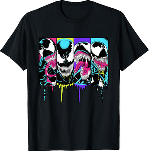 Marvel Venom Colorful Dripping Comic Panel T-Shirt - T-Shirt | Black