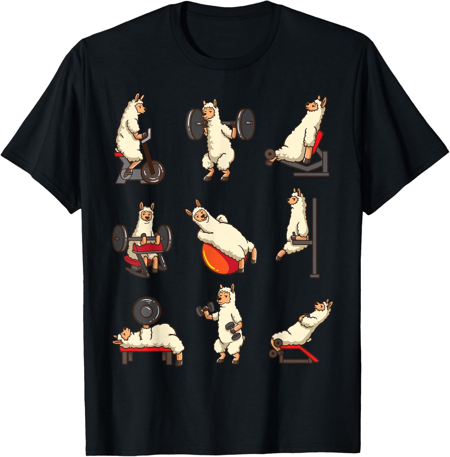Lama Alpaca Animal Shirt Weightlifting Cardio T-Shirt - T-Shirt | Black