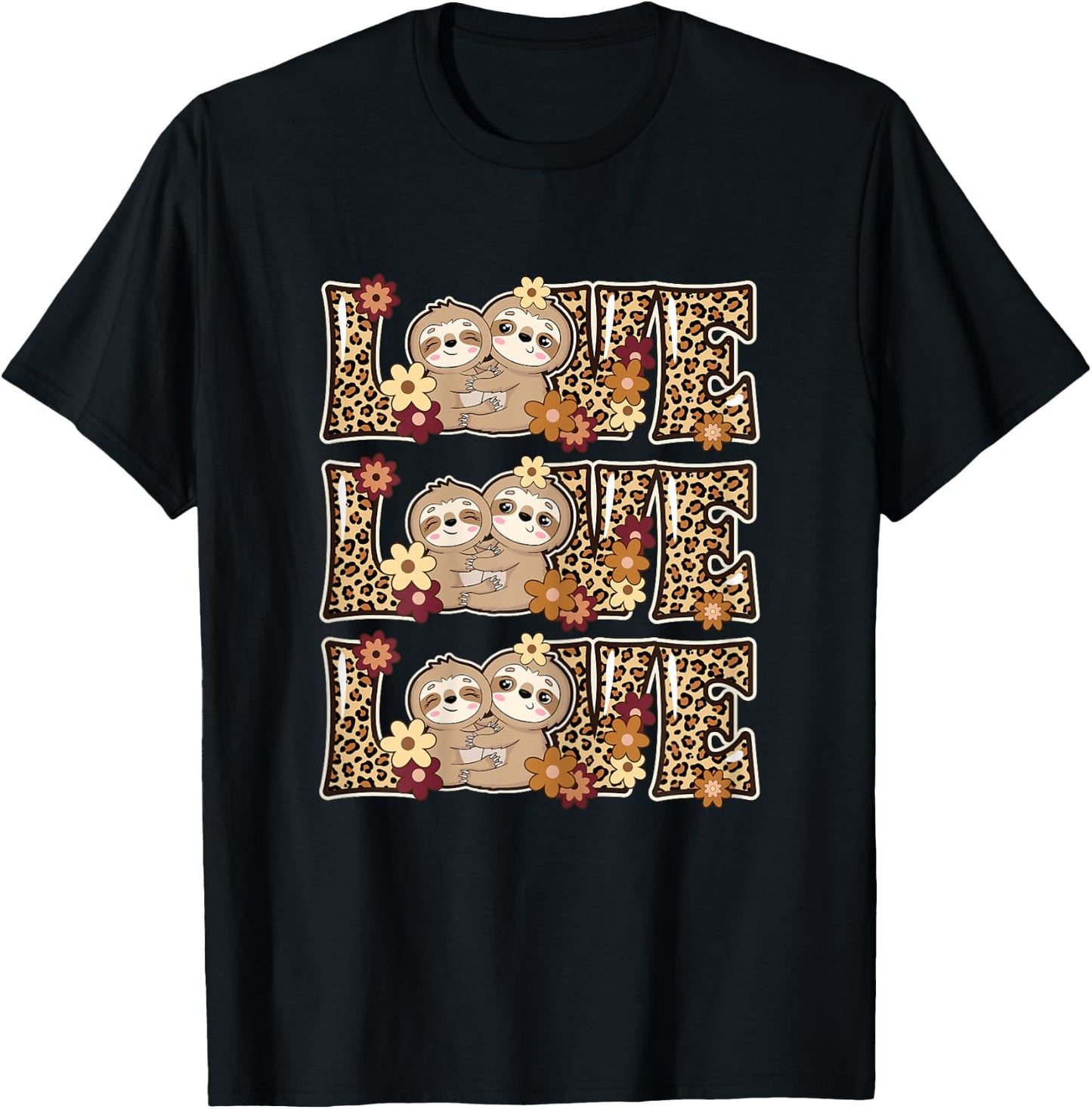 Love Sloth Women Sloth Lover Outfit Girls Kids Cute Sloth T-Shirt - T-Shirt | Black