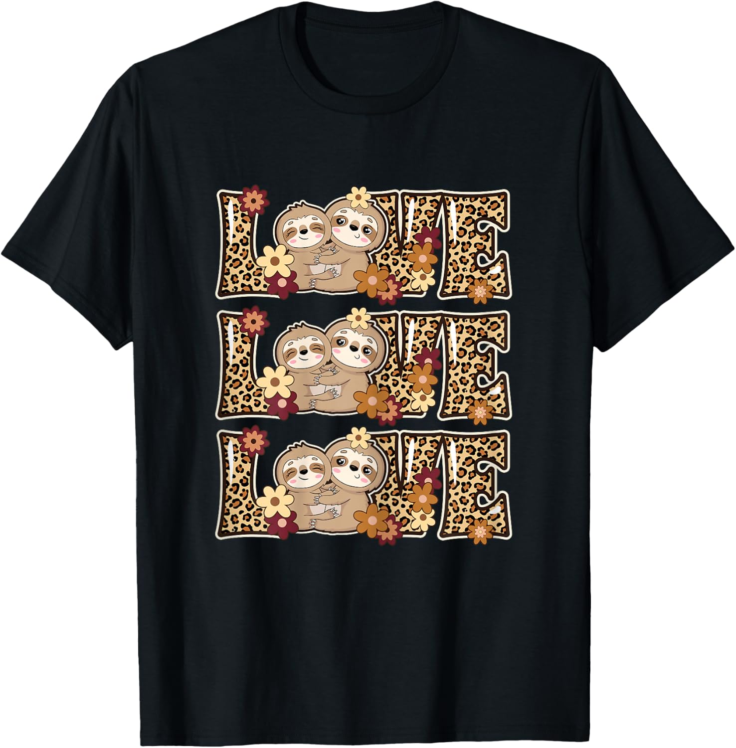 Love Sloth Women Sloth Lover Outfit Girls Kids Cute Sloth T-Shirt - T-Shirt | Black