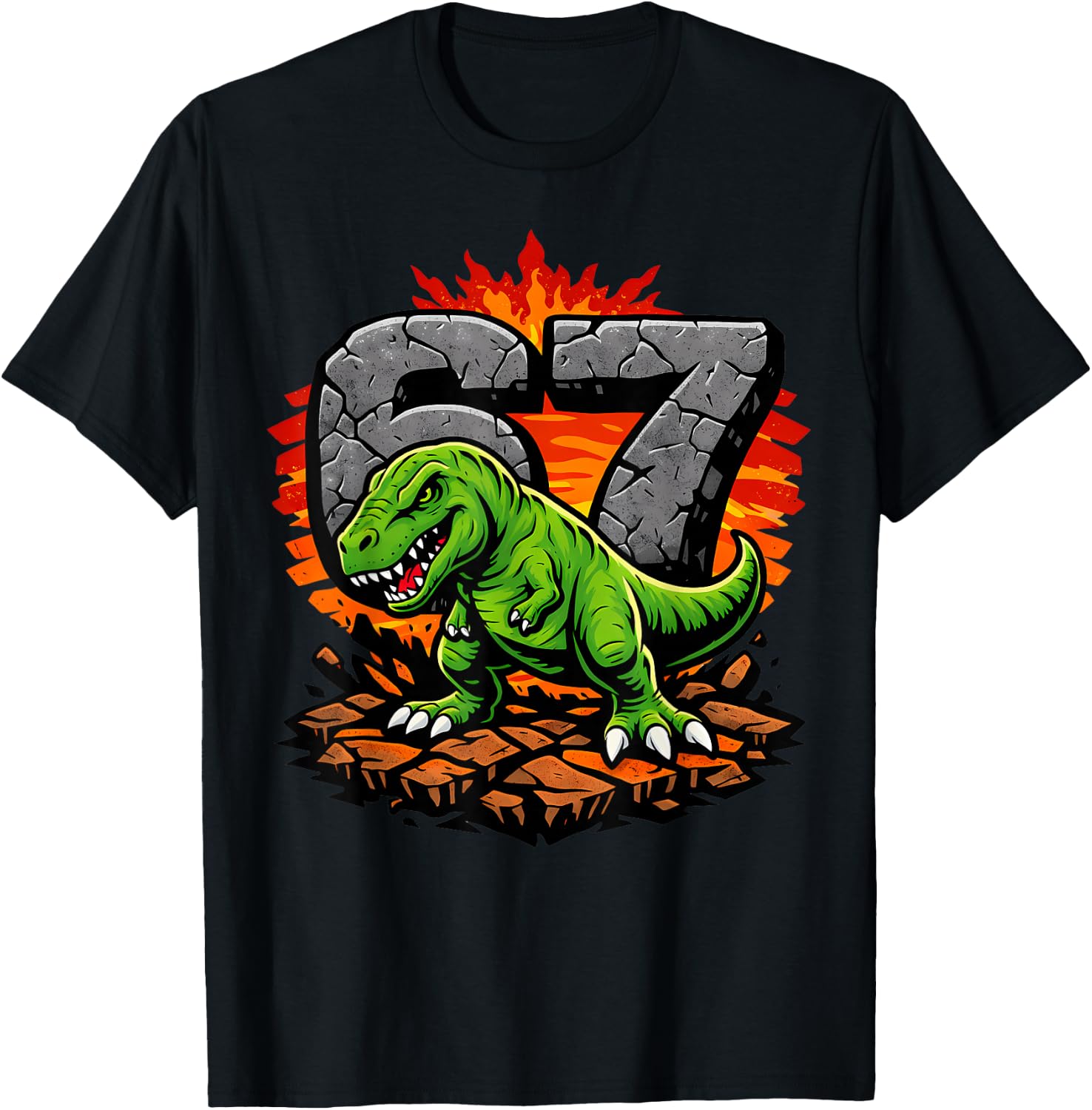 Six Seven 67 T-Rex Dinosaur T-Shirt - T-Shirt | Black
