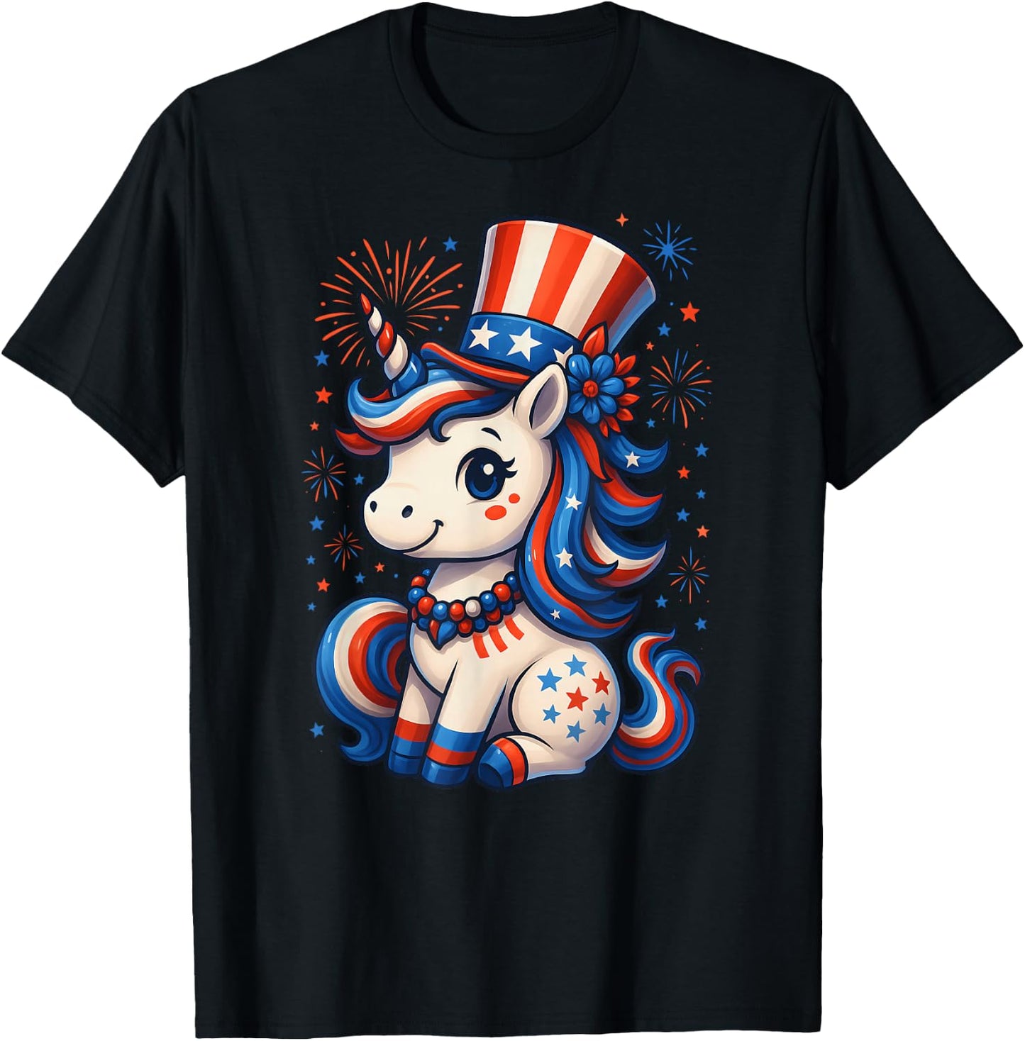 4th Of July Unicorn Patriotic Americorn Girls Toddler Kids T-Shirt - T-Shirt | Black
