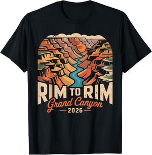 Retro South Rim to North Rim Grand Canyon 2026 Hiking T-Shirt - T-Shirt | Black