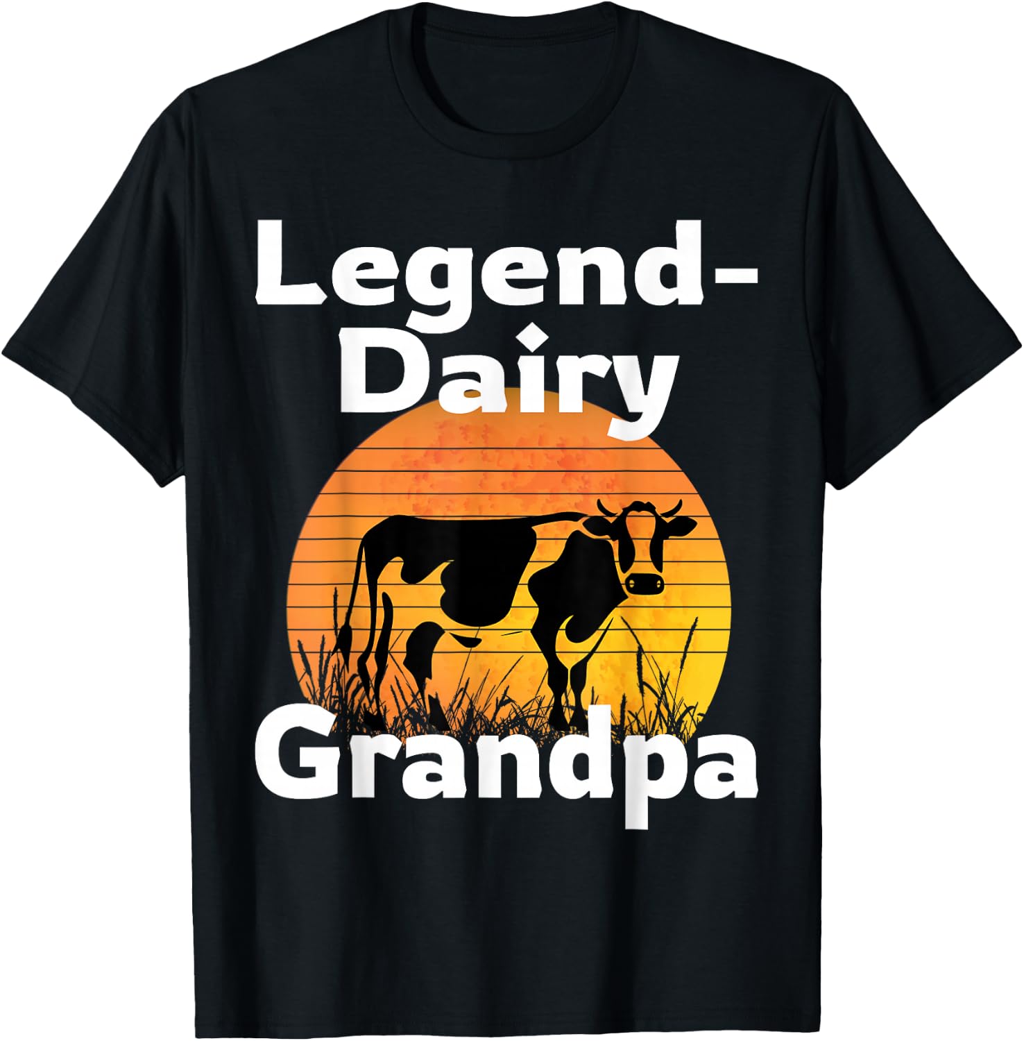 Funny Legend Dairy Grandpa Retro Cow Farmer Dairy Farming T-Shirt - T-Shirt | Black