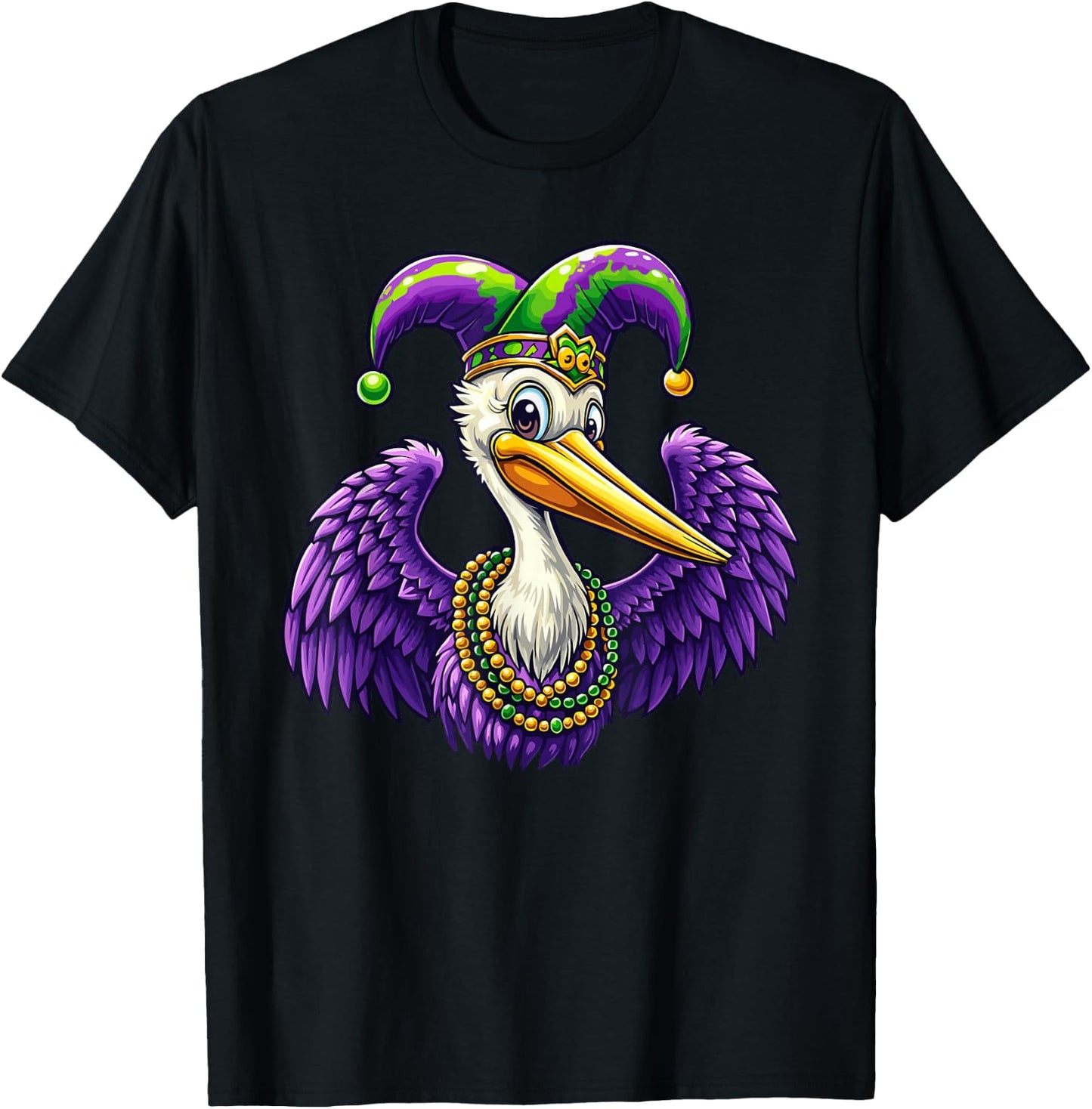 Mardi Gras Pelican Louisiana Parade Animal Lover T-Shirt - T-Shirt | Black
