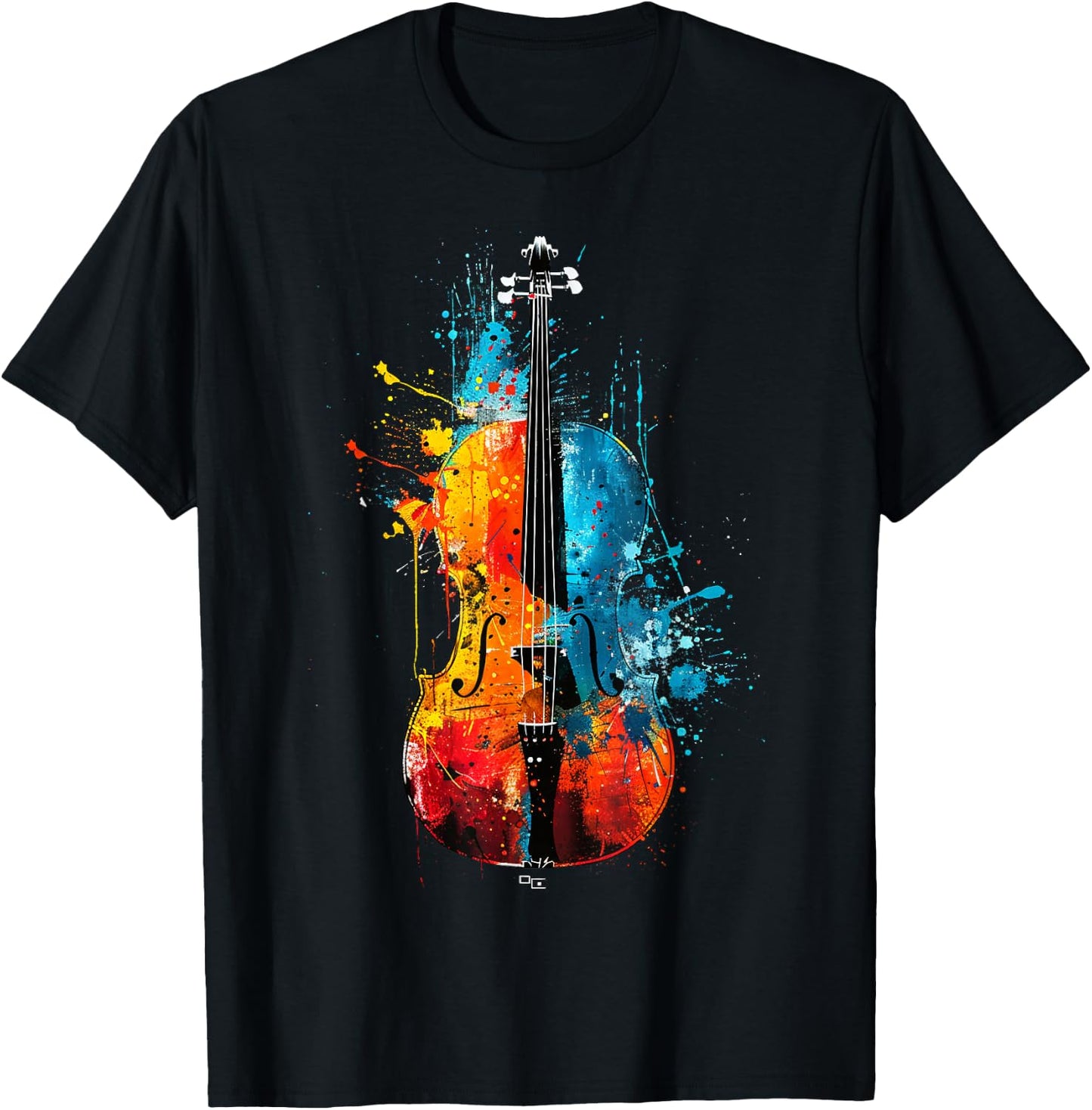 Colorful Artistic Cello Pop Art Painted , Black, S T-Shirt - T-Shirt | Black