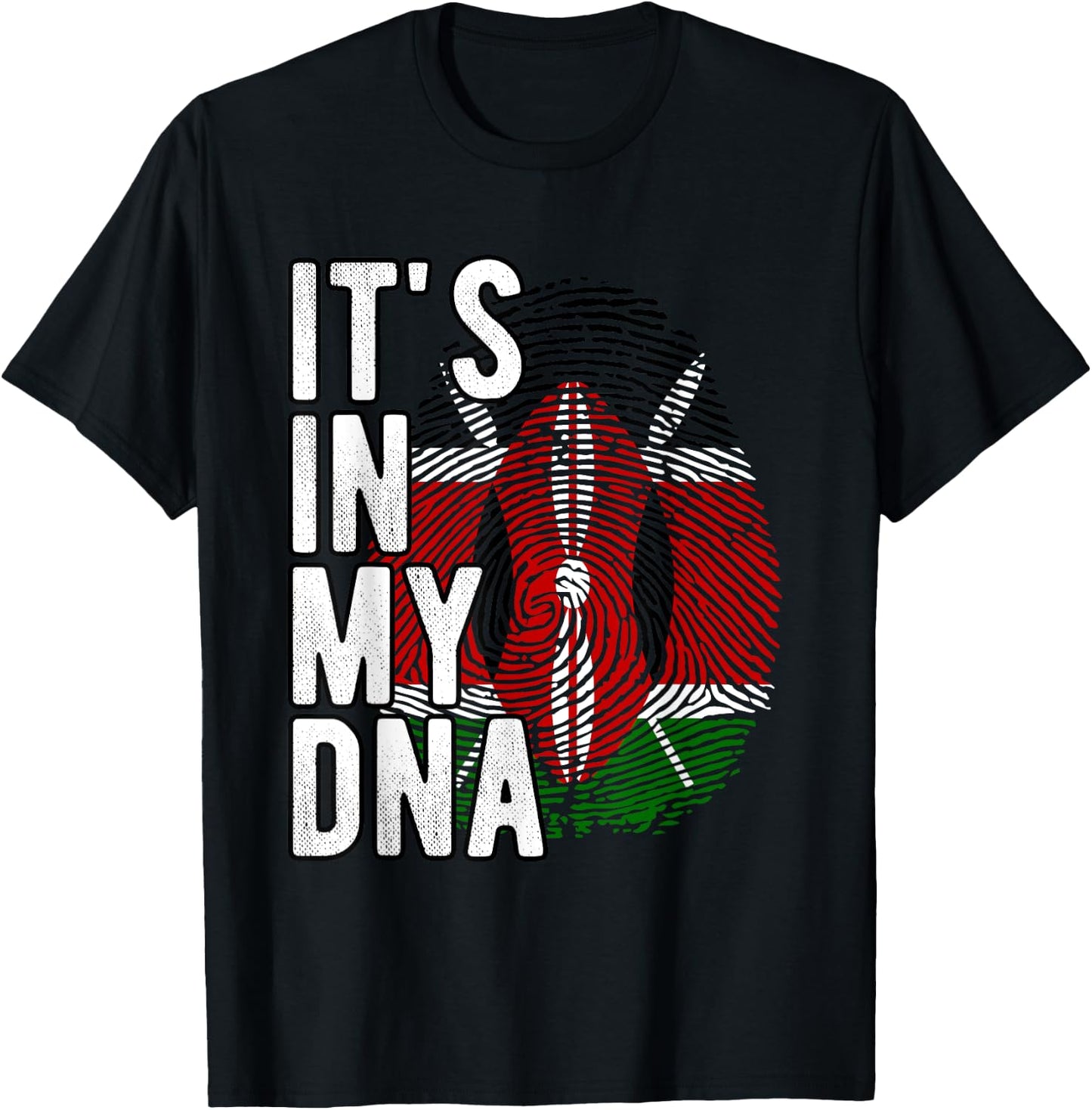 Funny It's In My DNA Fingerprint Flag Of Kenya T-Shirt - T-Shirt | Black