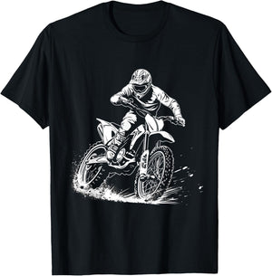 dirt bike schwarz weiß motocross motorrad Design für Jungen T-Shirt - T-Shirt | Black