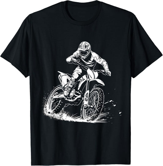 dirt bike schwarz weiß motocross motorrad Design für Jungen T-Shirt - T-Shirt | Black