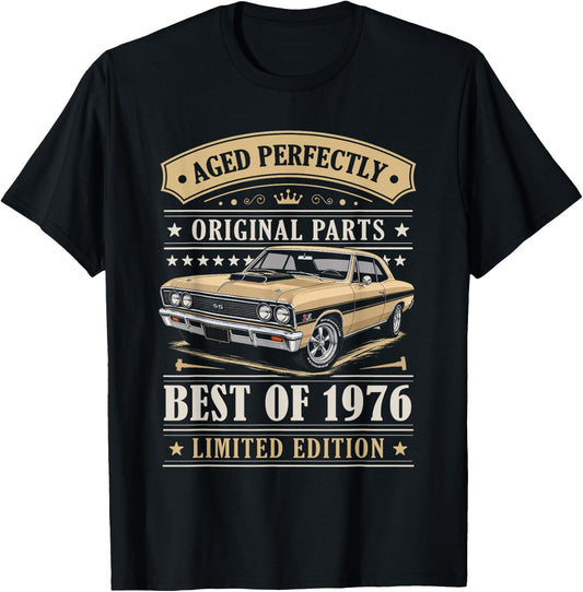 Best of 1976 Birthday Classic Car Limited Edition 1976 T-Shirt - T-Shirt | Black