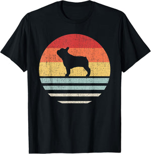 Vintage Retro French Bulldog Dog Mom Dad Gift Cute Dog Lover Men Women Kids T-Shirt - T-Shirt | Black