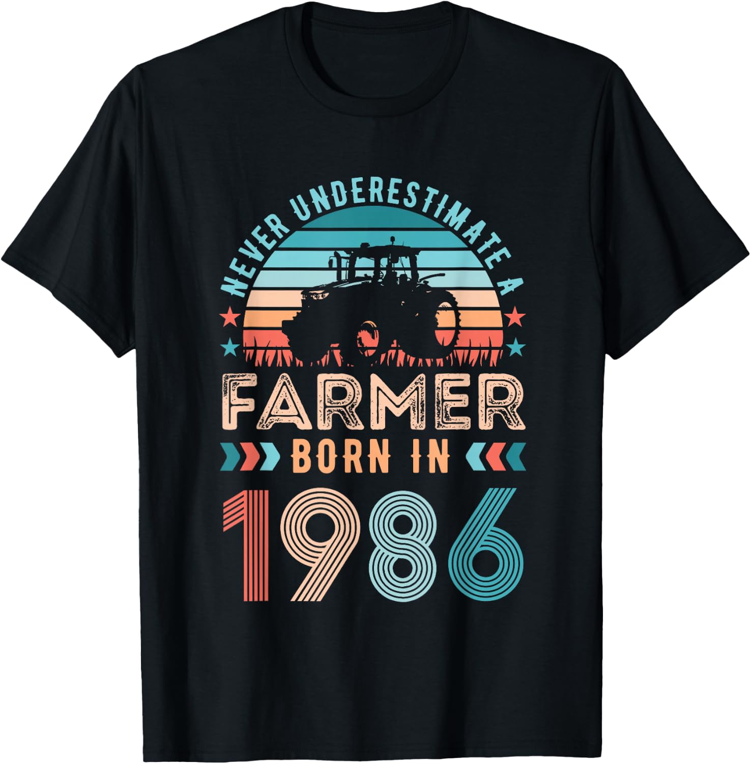 Farmer born in 1986 40th Birthday Farming Gifts T-Shirt - T-Shirt | Black