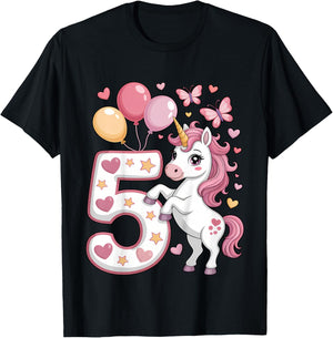 Einhorn 5. Geburtstag Mädchen Alter 5 Pferd I Am 5 Jahre alt Kinder T-Shirt - T-Shirt | Black