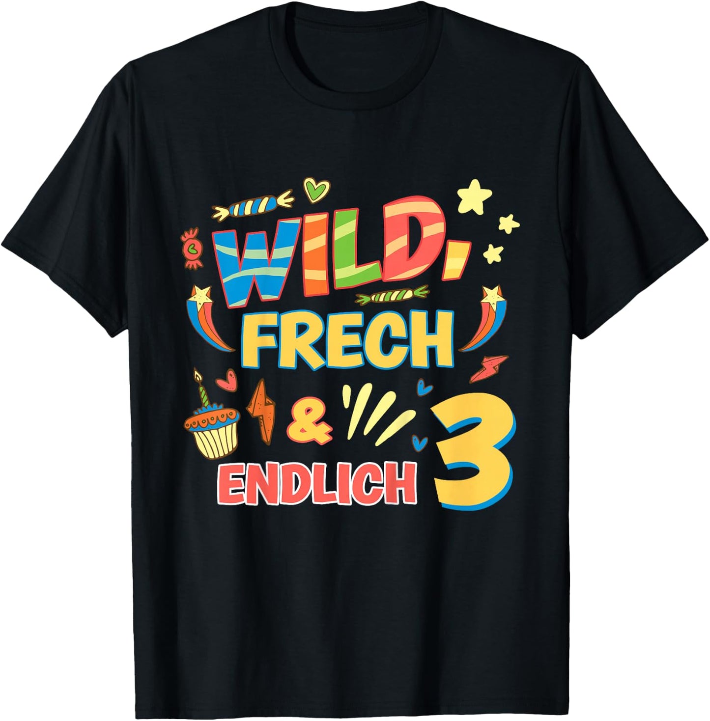Children's Wild Cheeky and Finally 3 Years Birthday Shirt Birthday , black T-Shirt - T-Shirt | Black