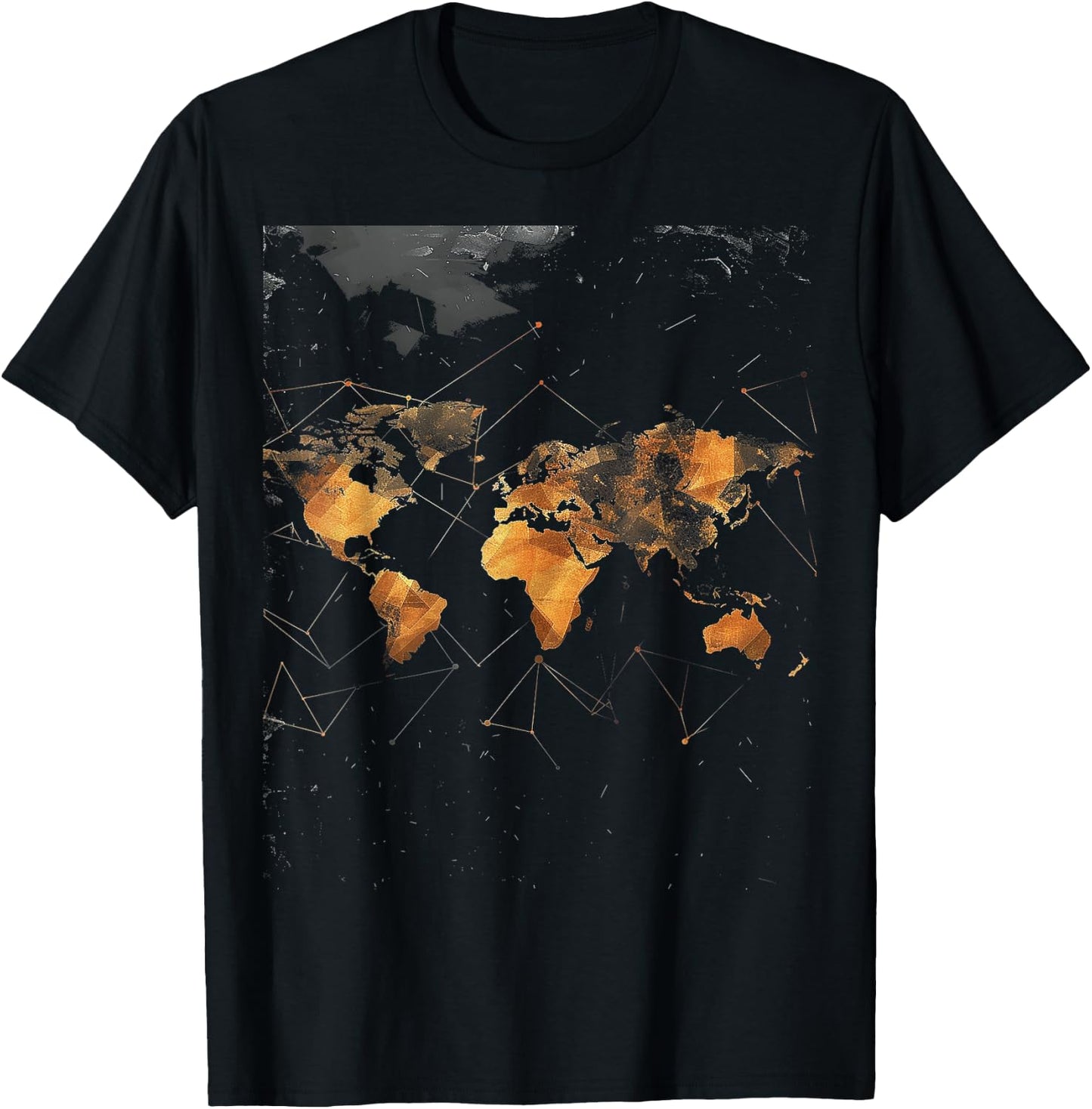Geometric World Map T-Shirt - T-Shirt | Black