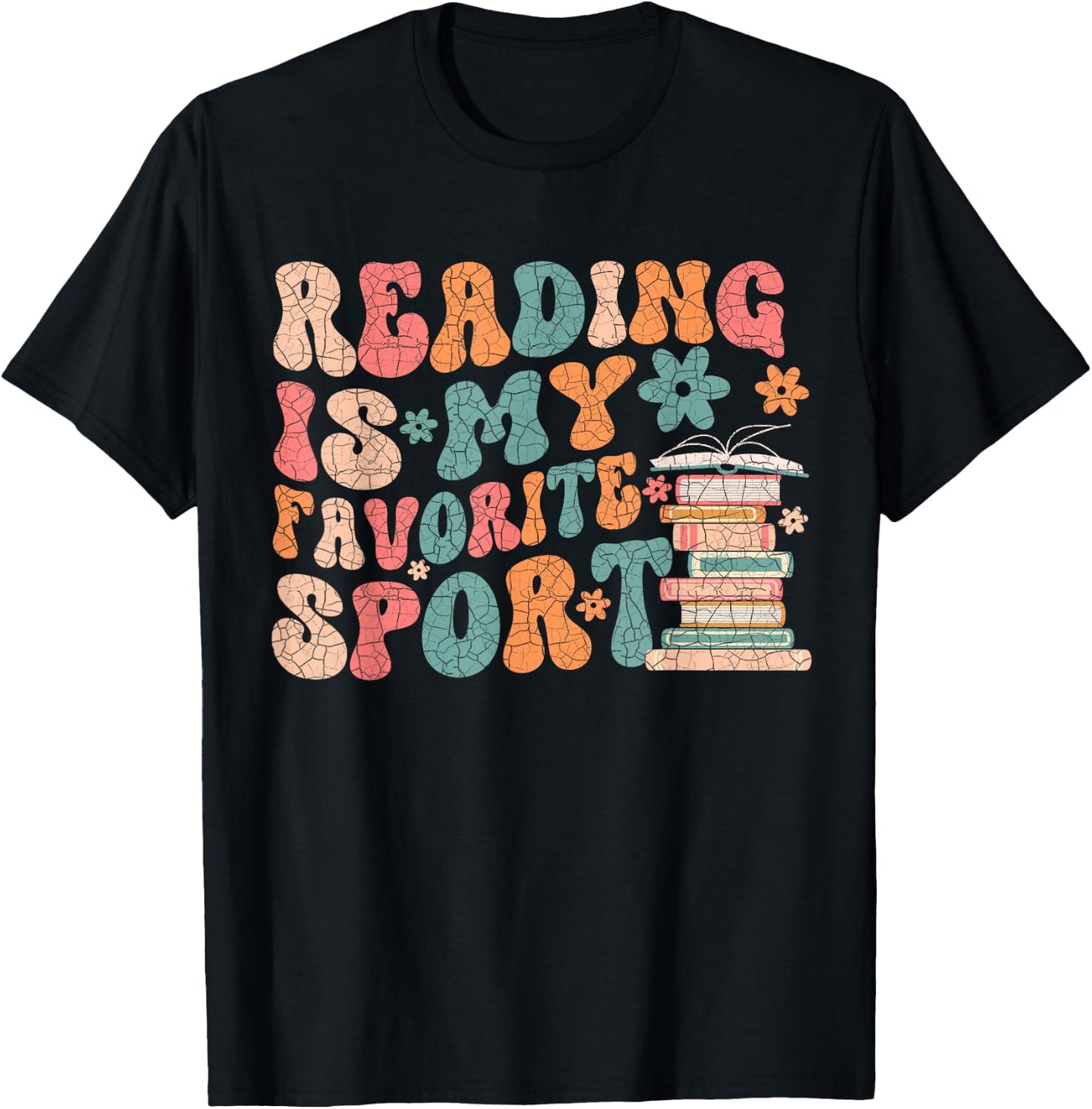 Funny Reading Is My Favorite Sport Retro Groovy Book Lovers T-Shirt - T-Shirt | Black