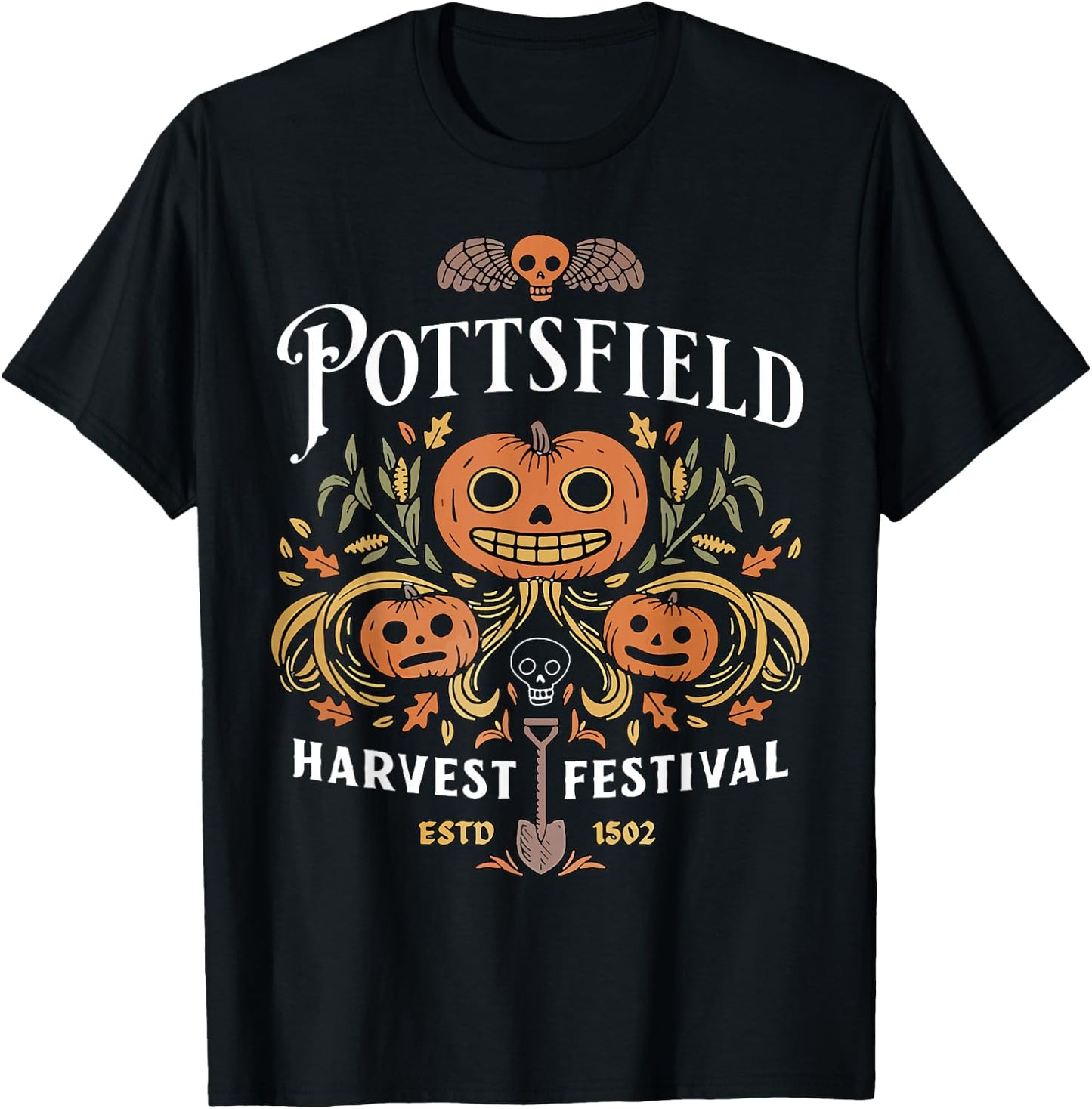 Funny Pottsfield Harvest Festival Shirt - Adult Halloween - Black - Small - Short Sleeve - - Regular Fit - Modern Style - Appliqued Bow Design - Casual - Machine Wash T-Shirt - T-Shirt | Black