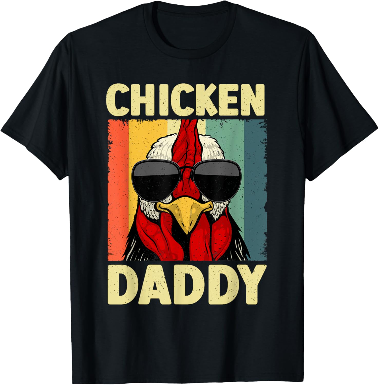 Funny Chicken Daddy Design For Dad Men Farmer Chicken Lover T-Shirt - T-Shirt | Black