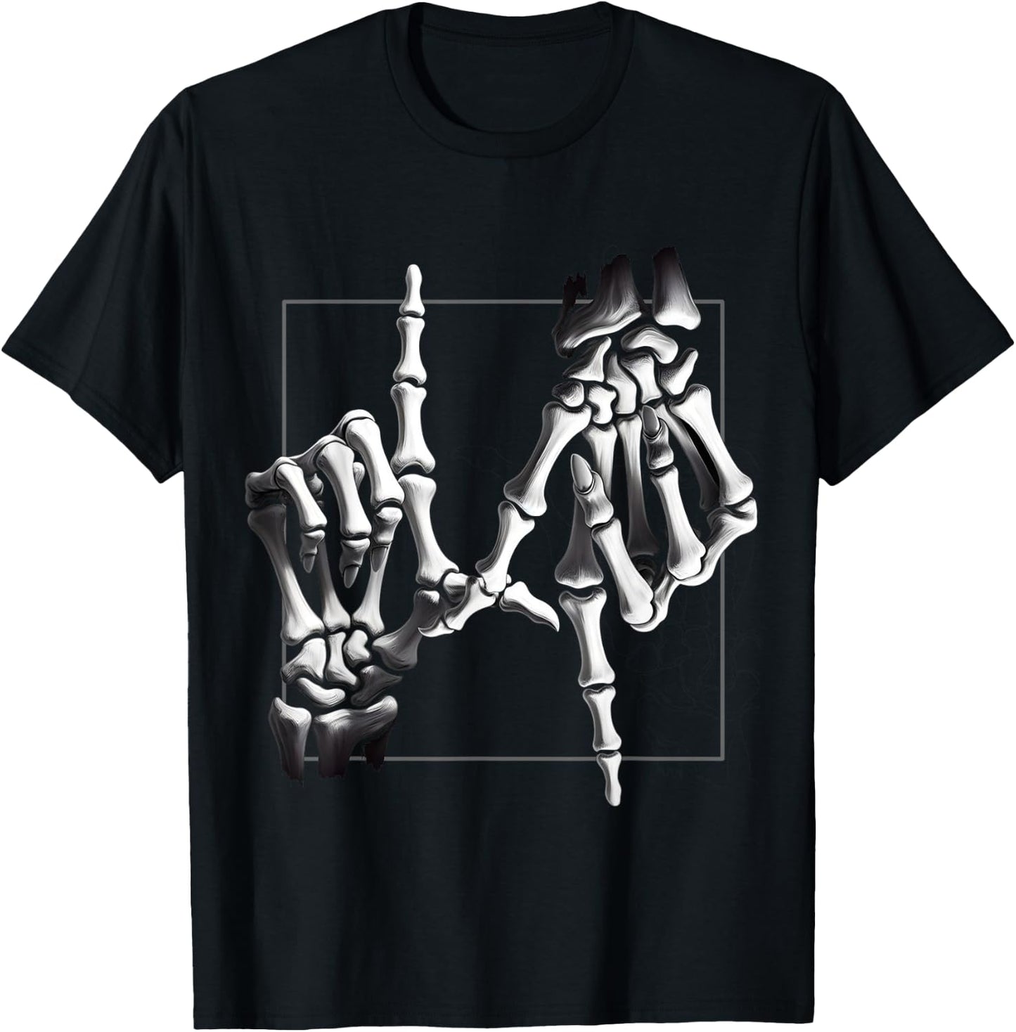 Skeleton Hand Rock On Sign for Halloween Party T-Shirt - T-Shirt | Black