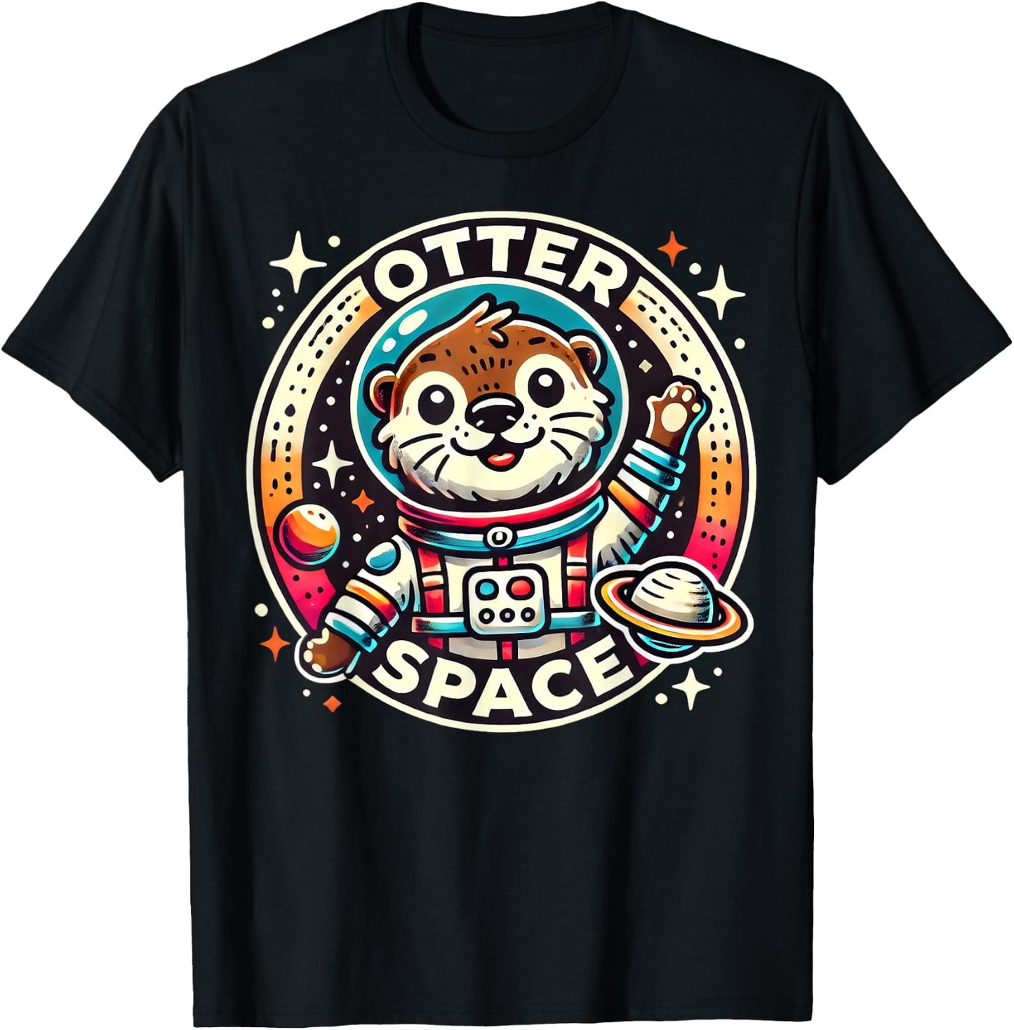 Otter Space Funny Animals Cute Otters Silly Pun T-Shirt - T-Shirt | Black