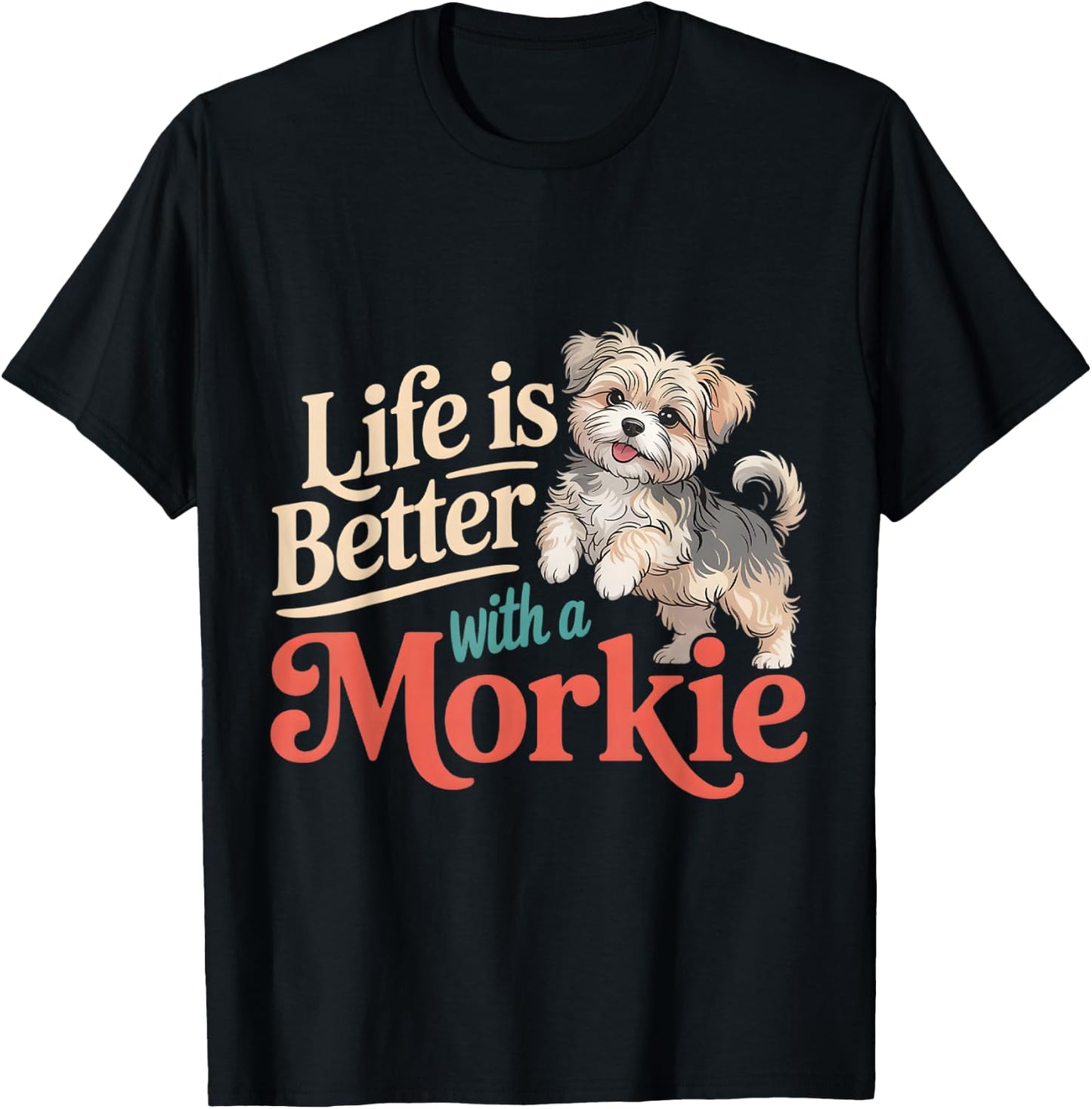 Morkie Owner Lover Mom Dad Parent T-Shirt - T-Shirt | Black
