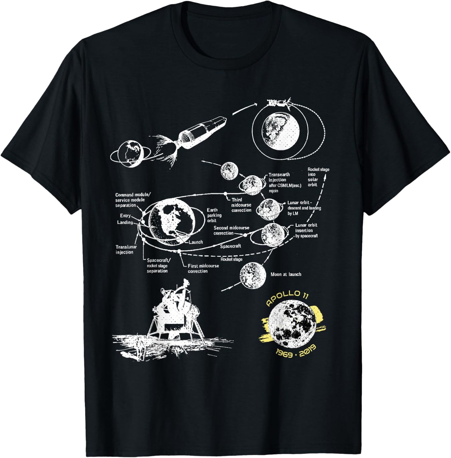 First Moon Landing 50th Anniversary of Apollo 11 Mission T-Shirt - T-Shirt | Black