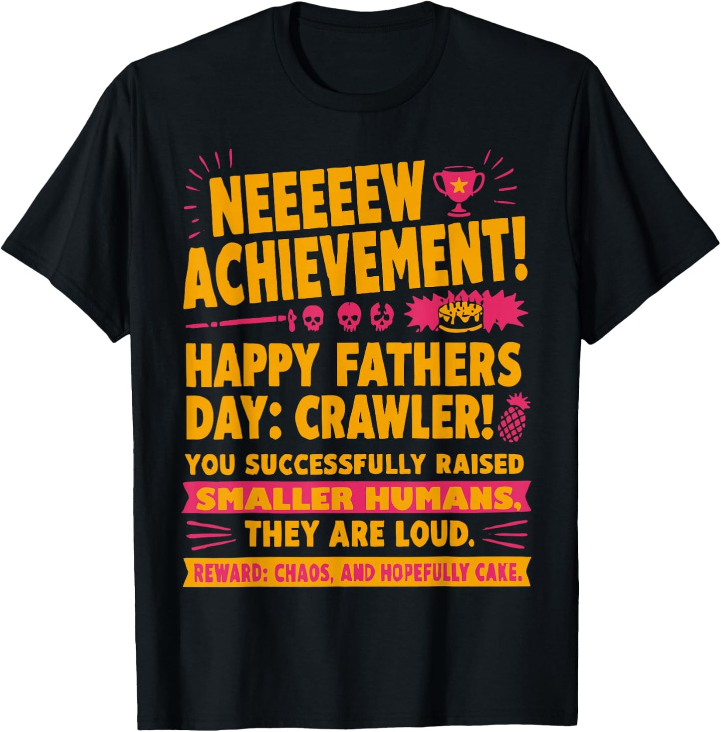 New Achievement Happy Fathers Day Crawler Gamer Dad USA T-Shirt - T-Shirt | Black