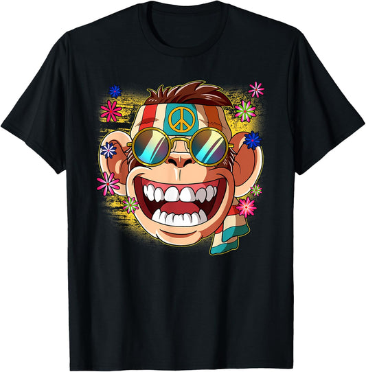 60s 70s Costume Groovy Hippie , black T-Shirt - T-Shirt | Black
