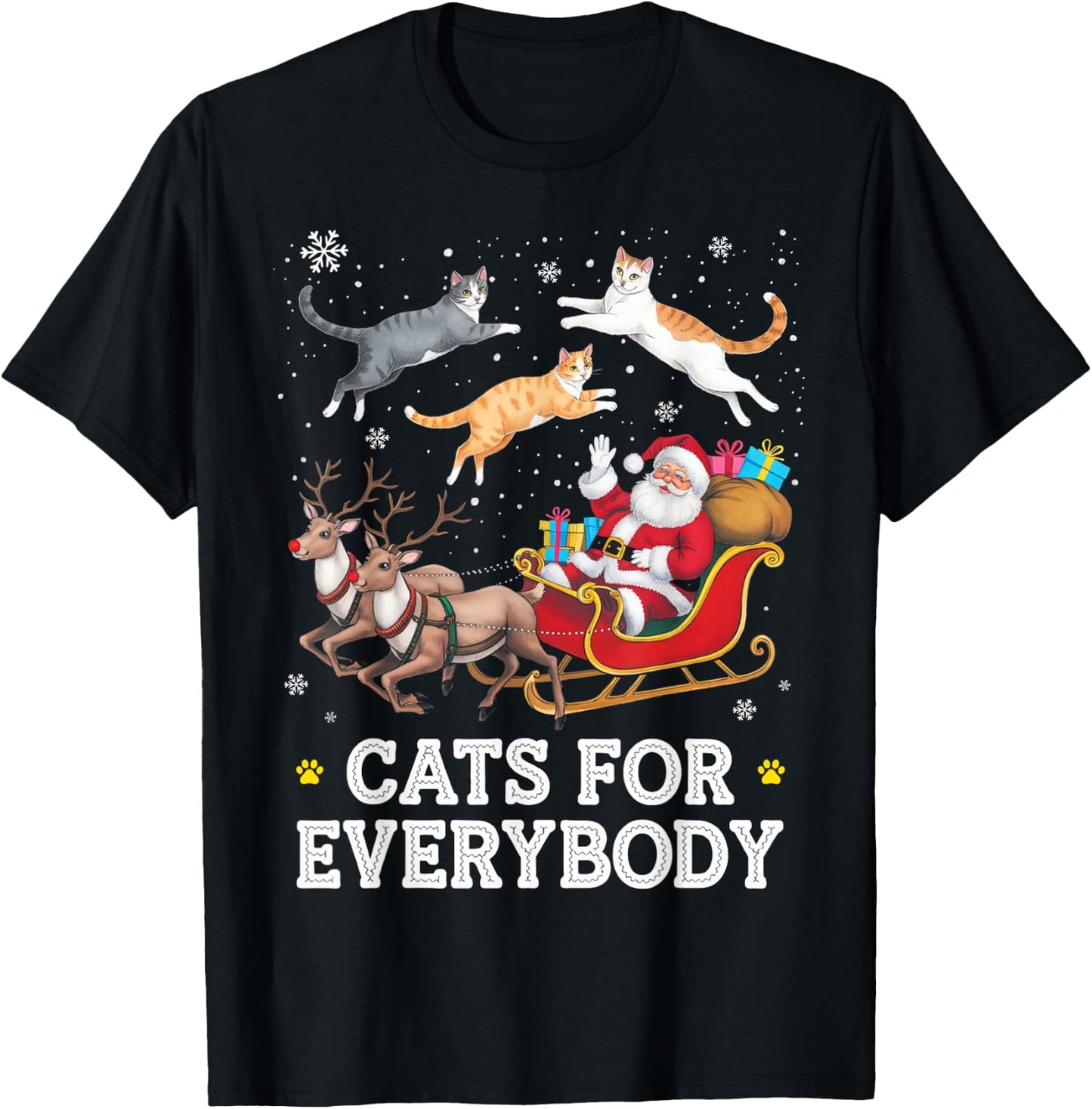 Cats for Everybody Christmas Funny Santa Cat Lover Xmas T-Shirt - T-Shirt | Black