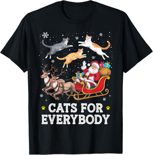 Cats for Everybody Christmas Funny Santa Cat Lover Xmas T-Shirt - T-Shirt | Black