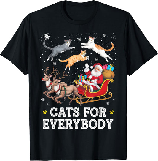 Cats for Everybody Christmas Funny Santa Cat Lover Xmas T-Shirt - T-Shirt | Black