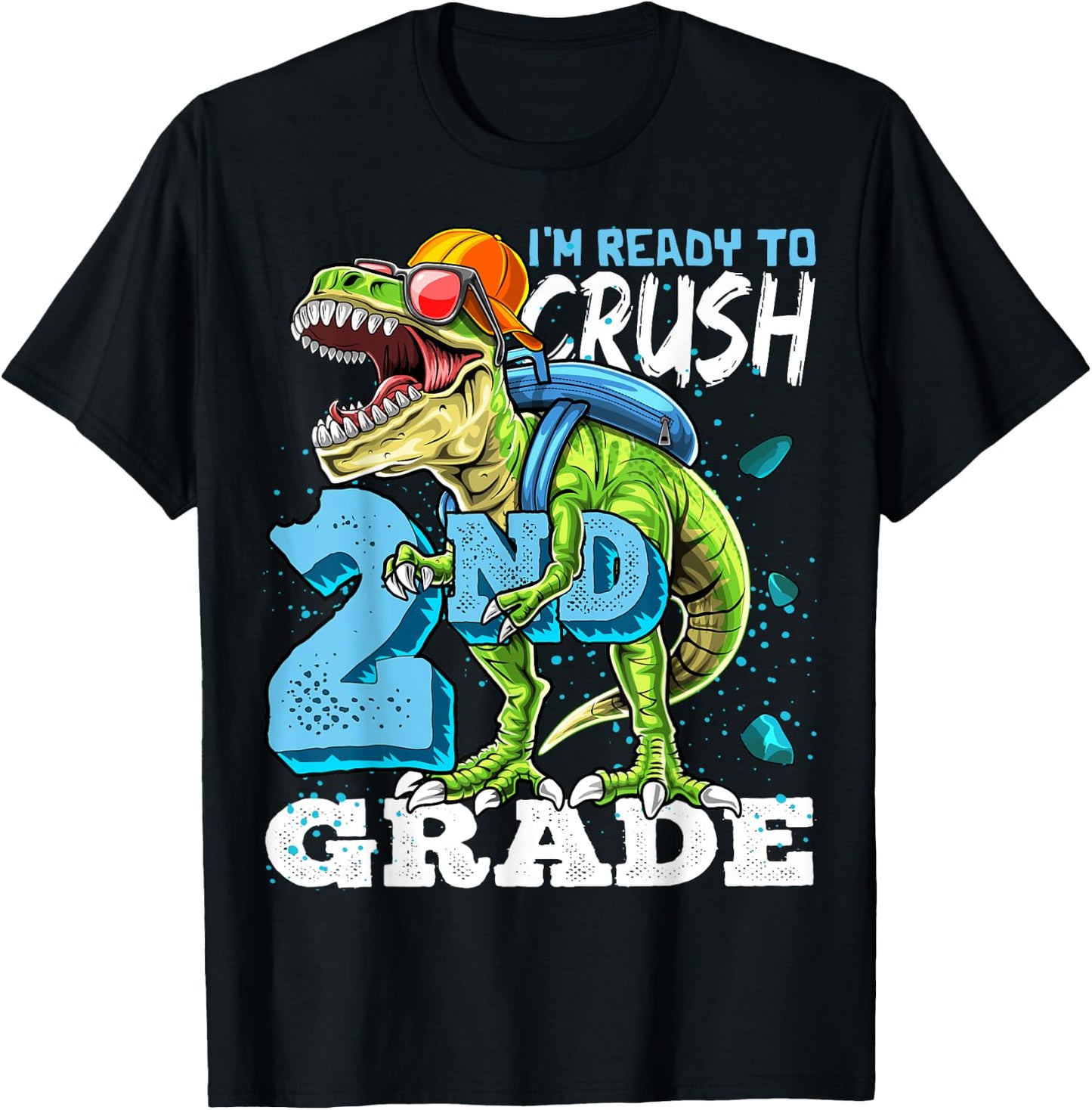 Ready To Crush 2nd Grade T Rex Dinosaur Back to School Boys T-Shirt - T-Shirt | Black