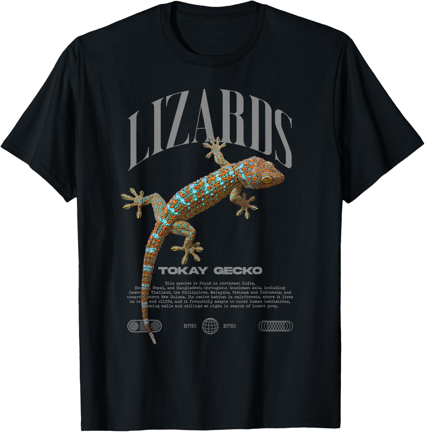 Tokay Gecko Modern Reptile Keeper Streetwear T-Shirt - T-Shirt | Black