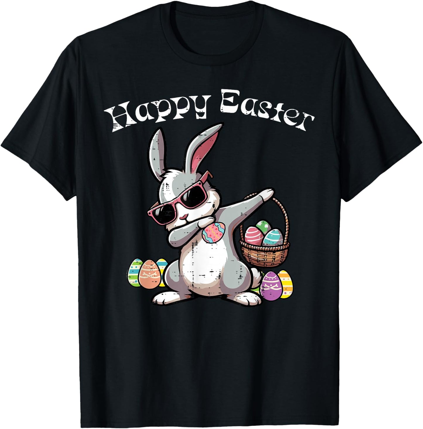 Happy Easter Dabbing Bunny Rabbit Girls Kids Toddler Women T-Shirt - T-Shirt | Black