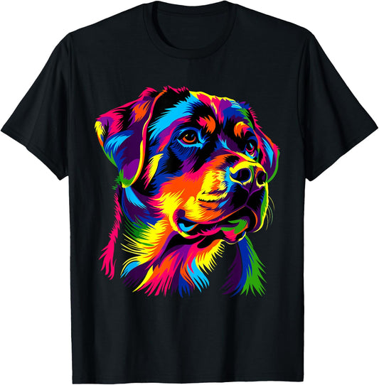 Rottweiler Hund Bunte Farben Pop Art Hunde Stolz Rottweiler T-Shirt - T-Shirt | Black