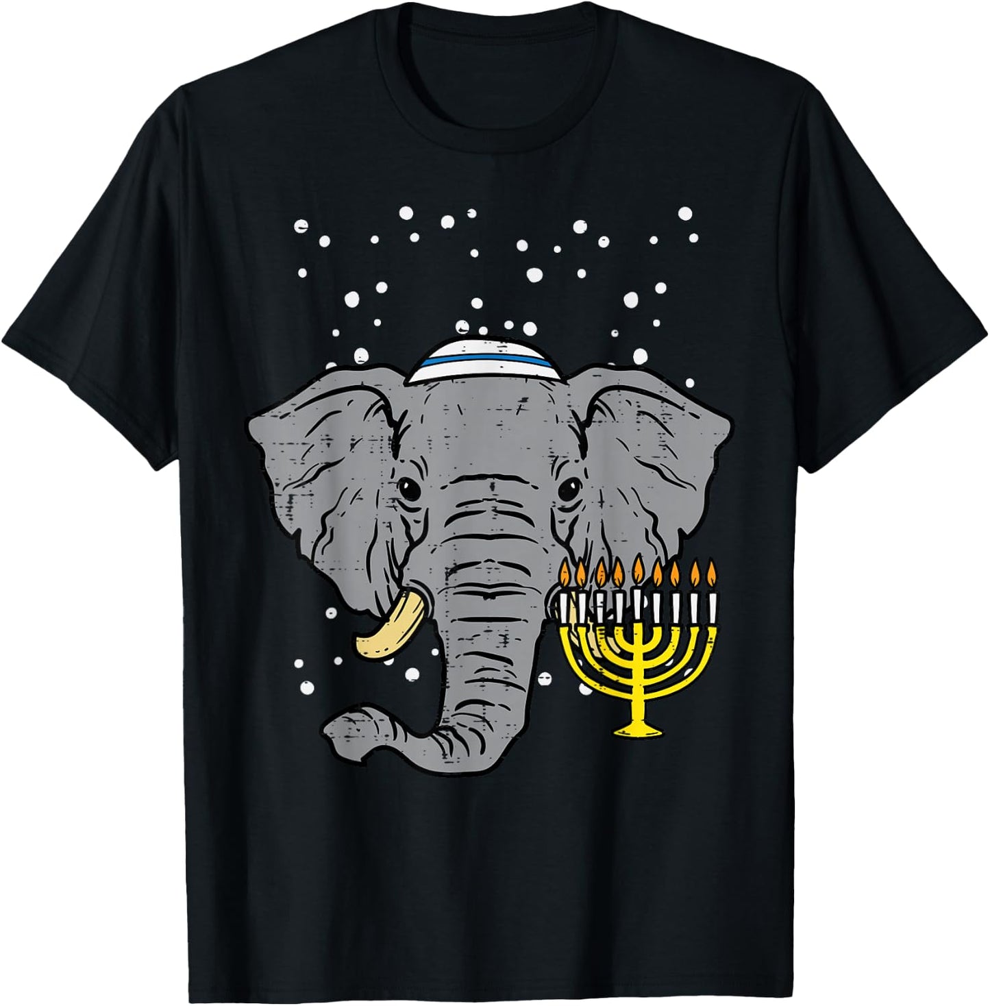 Hanukkah Elephant Chanukah Jewish Men Women Kids Boys Girls T-Shirt - T-Shirt | Black