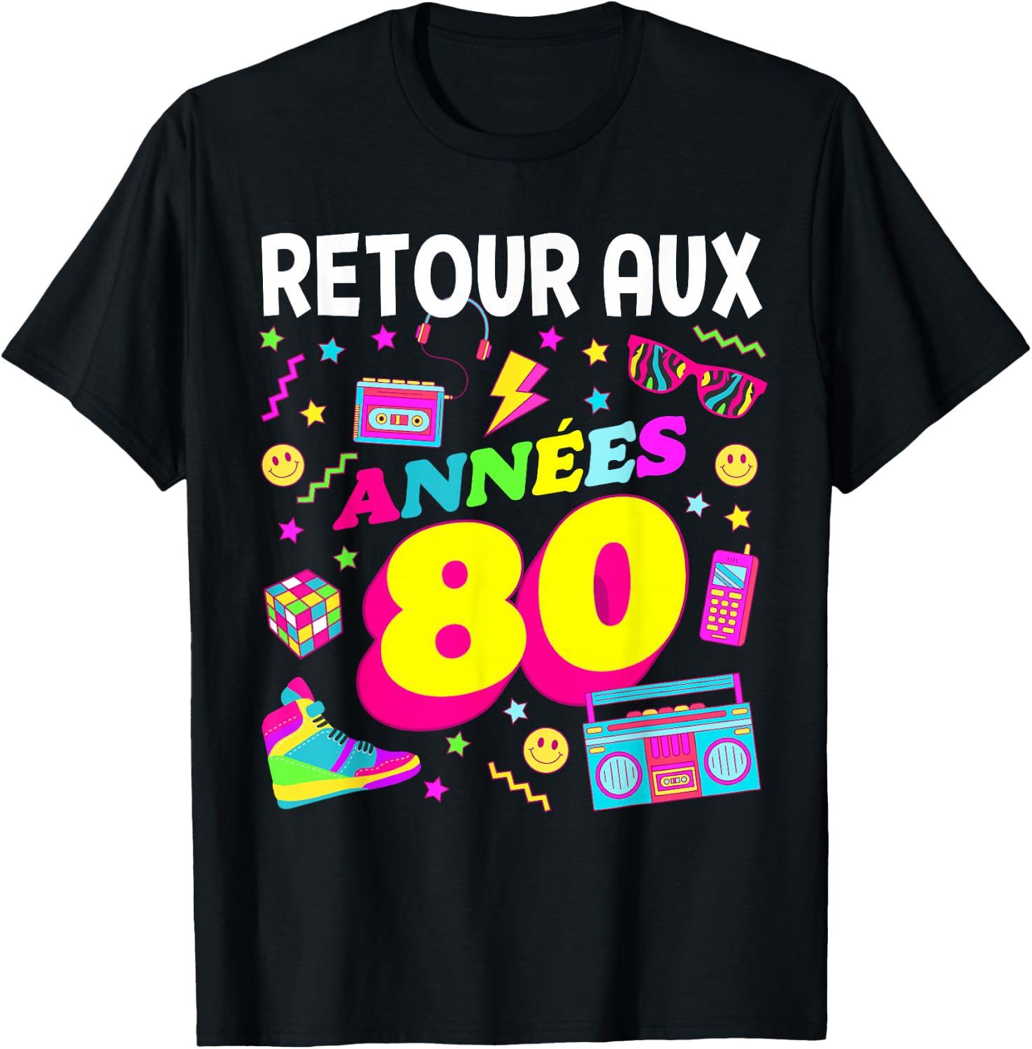 Party 80s Birthday Party 80s Retro Style , Black, S T-Shirt - T-Shirt | Black