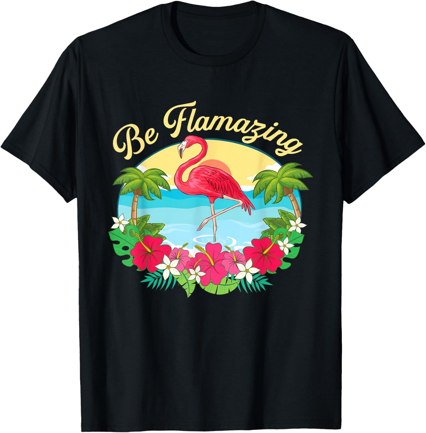 Be Flamazing - Cute Flamingo Lover Beach Vacation T-Shirt - T-Shirt | Black