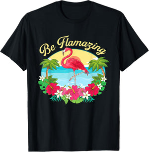 Be Flamazing - Cute Flamingo Lover Beach Vacation T-Shirt - T-Shirt | Black