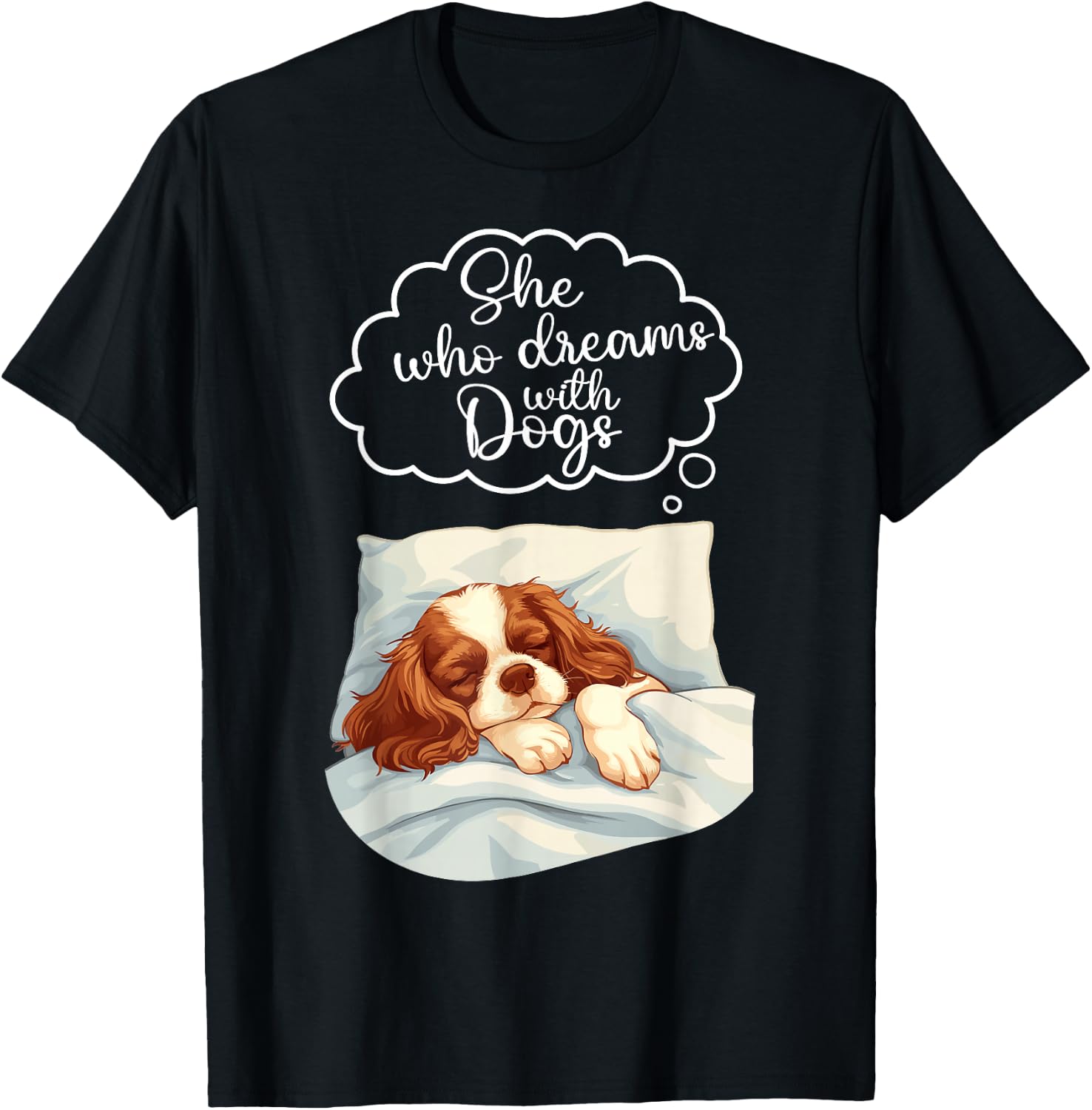 Cavalier King Charles Spaniel Dog Nightgown Pajama T-Shirt - T-Shirt | Black