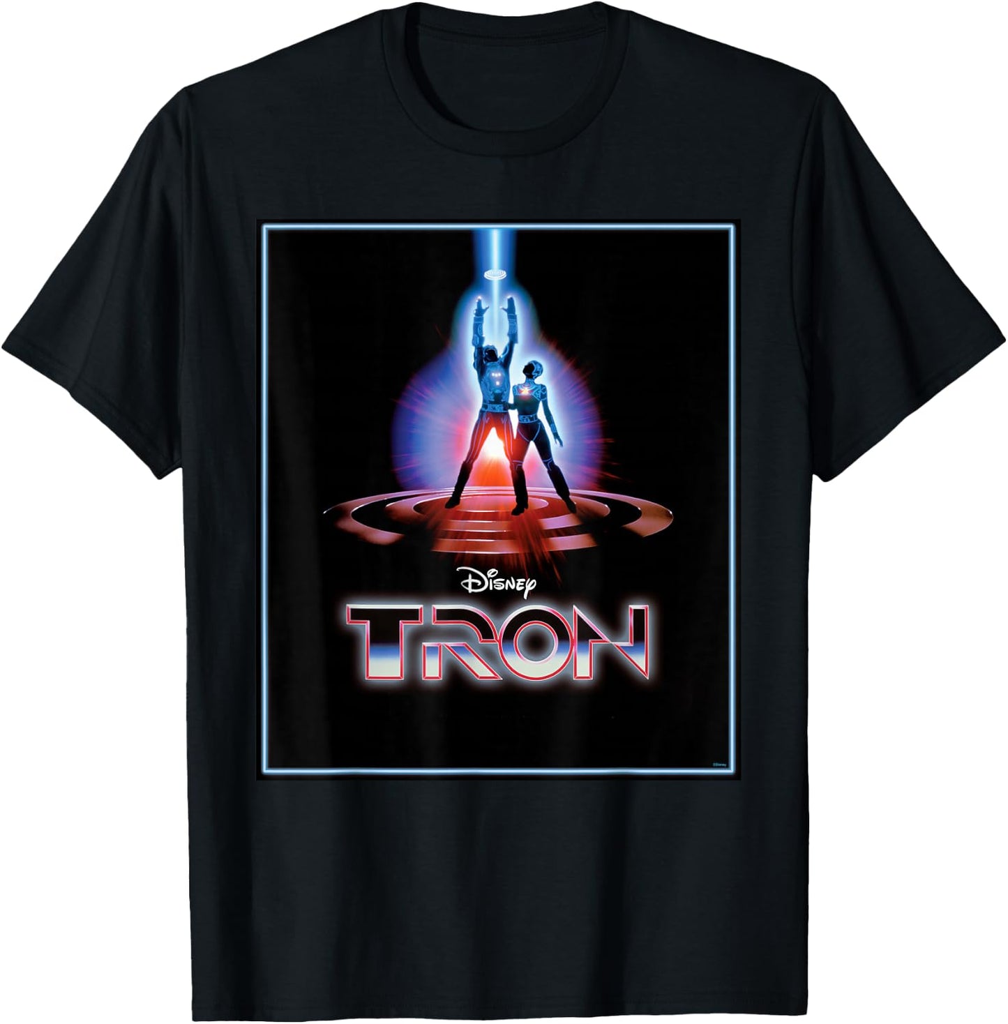 Disney TRON Official 1982 Original Movie Poster Art and Logo , black T-Shirt - T-Shirt | Black