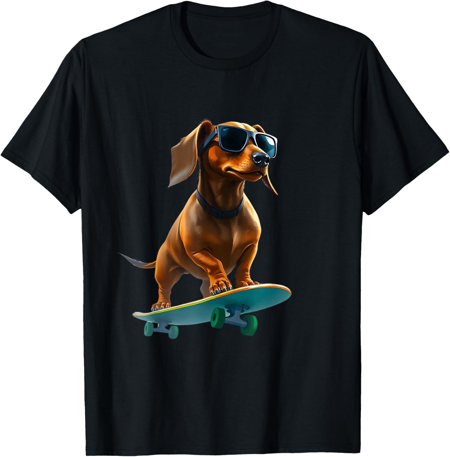 Badger on Skateboard - Funny Dog , Black, S T-Shirt - T-Shirt | Black