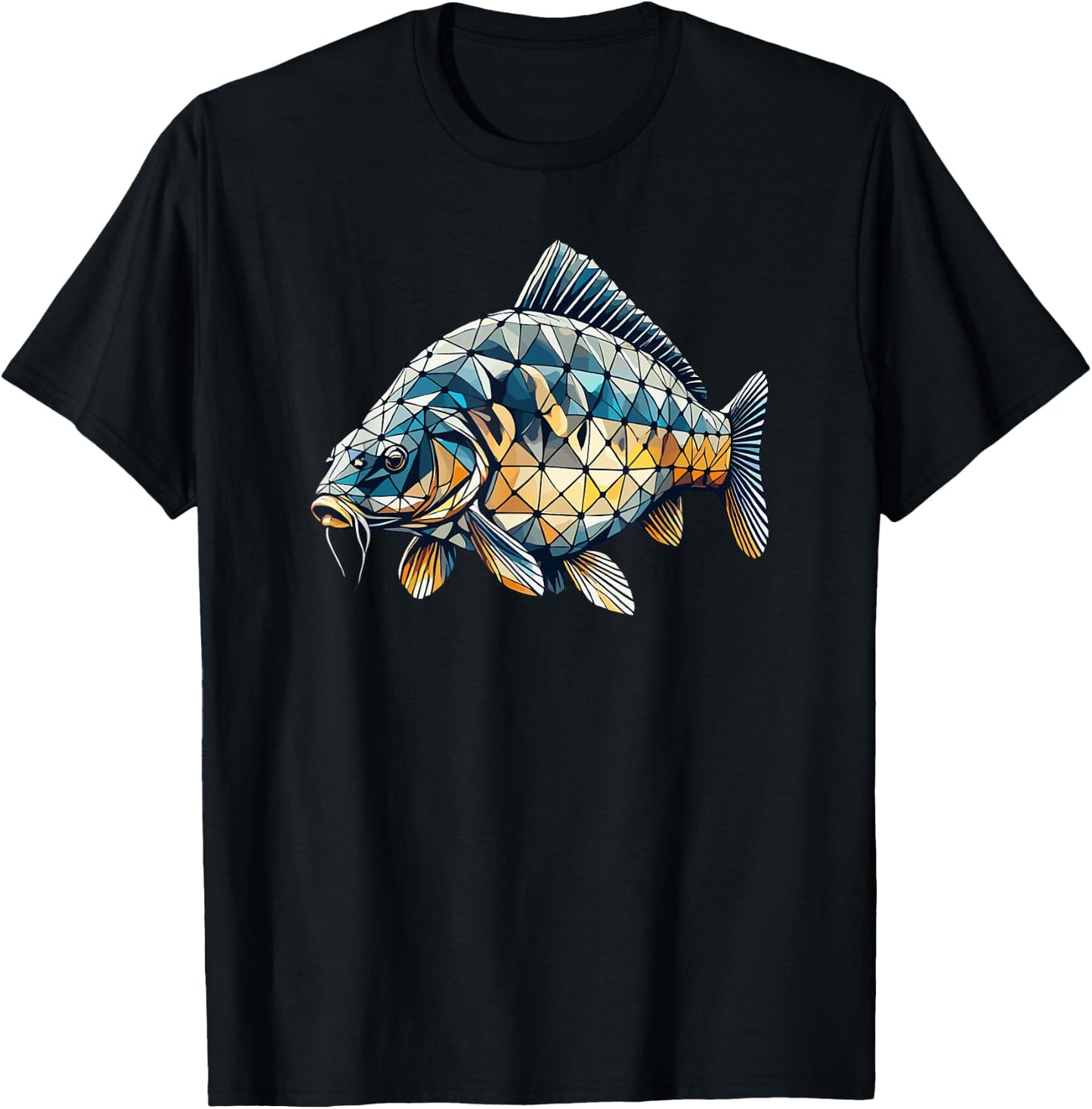 Geometric Art Fishing Carp Fisherman Carps T-Shirt - T-Shirt | Black
