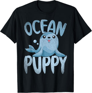 Ocean Puppy Seal Lover Zoo Animal Cute Sea Lion T-Shirt - T-Shirt | Black