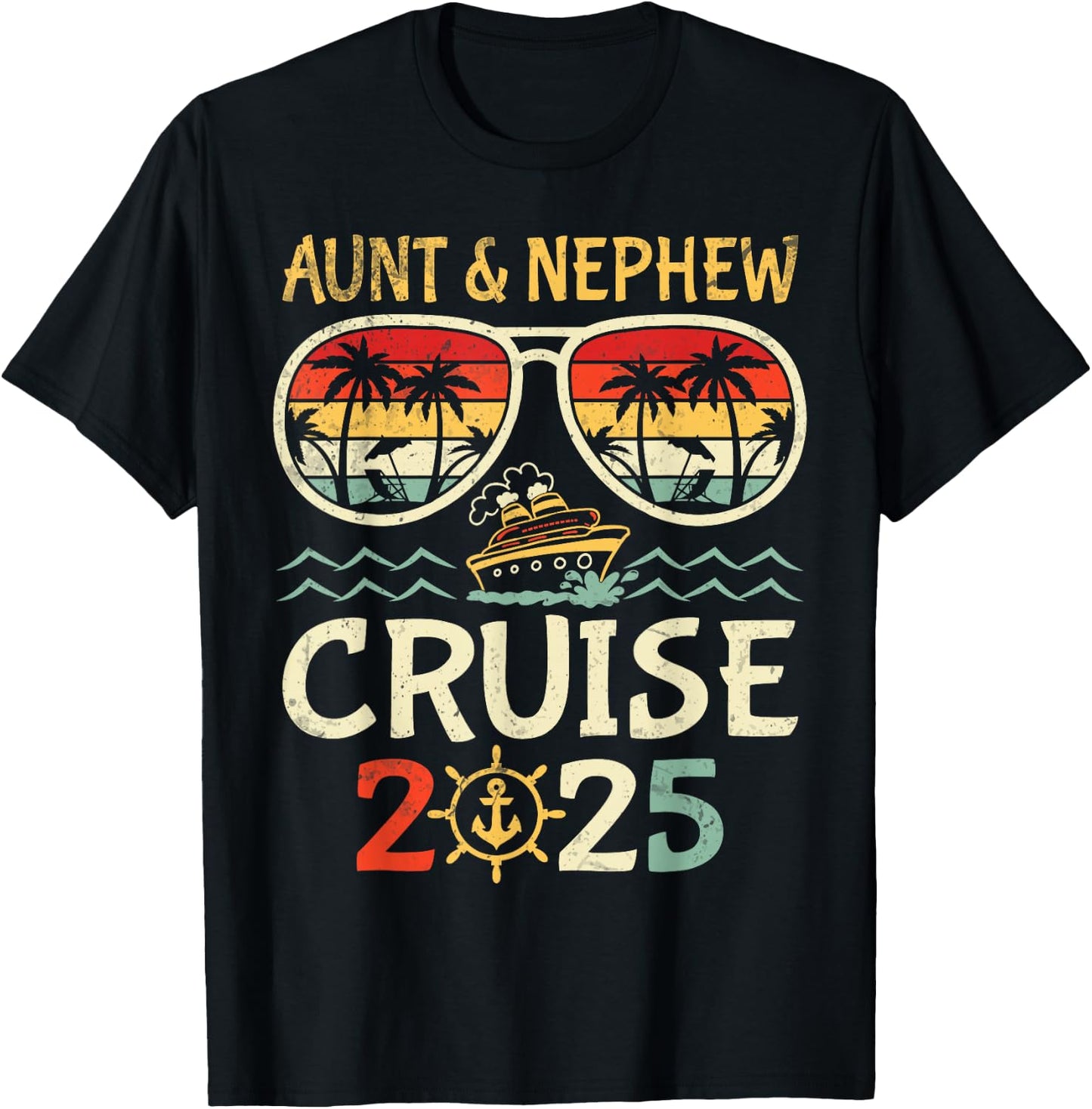 Aunt & Nephew Cruise 2025 Tropical Vacation Cruising Travel T-Shirt - T-Shirt | Black