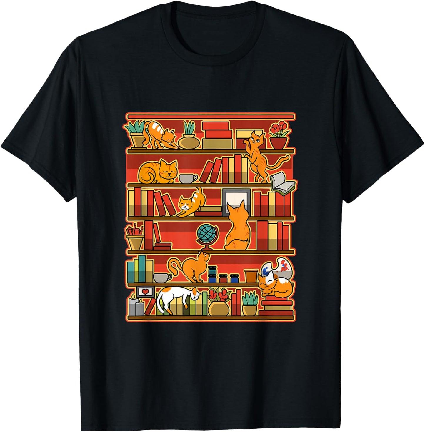 Kittens, Cats, Art, Library and Books Funny Gift T-Shirt - T-Shirt | Black
